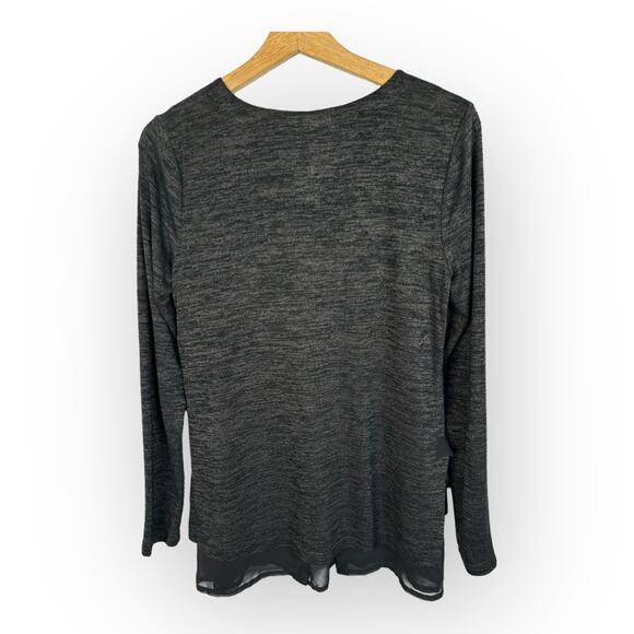 Nic + Zoe Womens size Small Firelight Space Dye Layered Tunic Sweater Top Gray - Picture 2 of 8